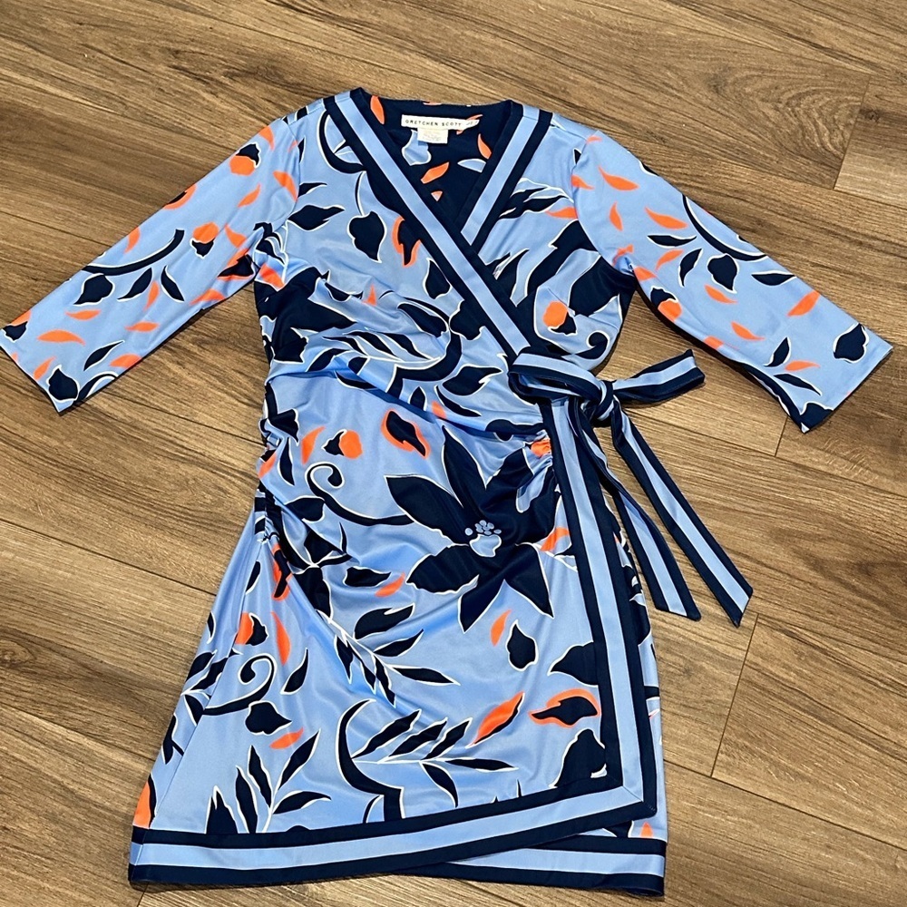 NWOT Gretchen Scott Designs Jersey Wrap Me Up Dress in Full Bloom Size L - Picture 4 of 10